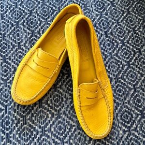 Yellow 100% leather Nordstrom driving moccasins worn once.
